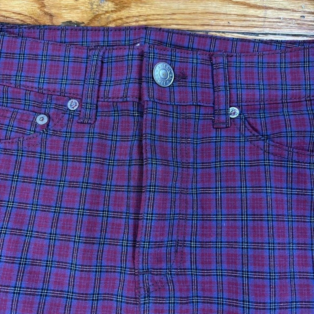 American Eagle size 2 red plaid high rise mini skirt - Picture 2 of 7